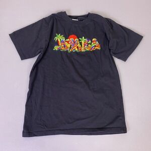 Jamaica Island‎ Tees Embroidered Graphic T-Shirt Womens Size Medium Black Red